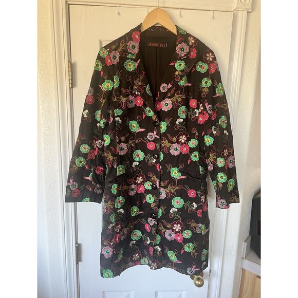 Johnny Was Women's Embroidered Floral Long Sleeve Black Duster Jacket medium - Picture 1 of 11
